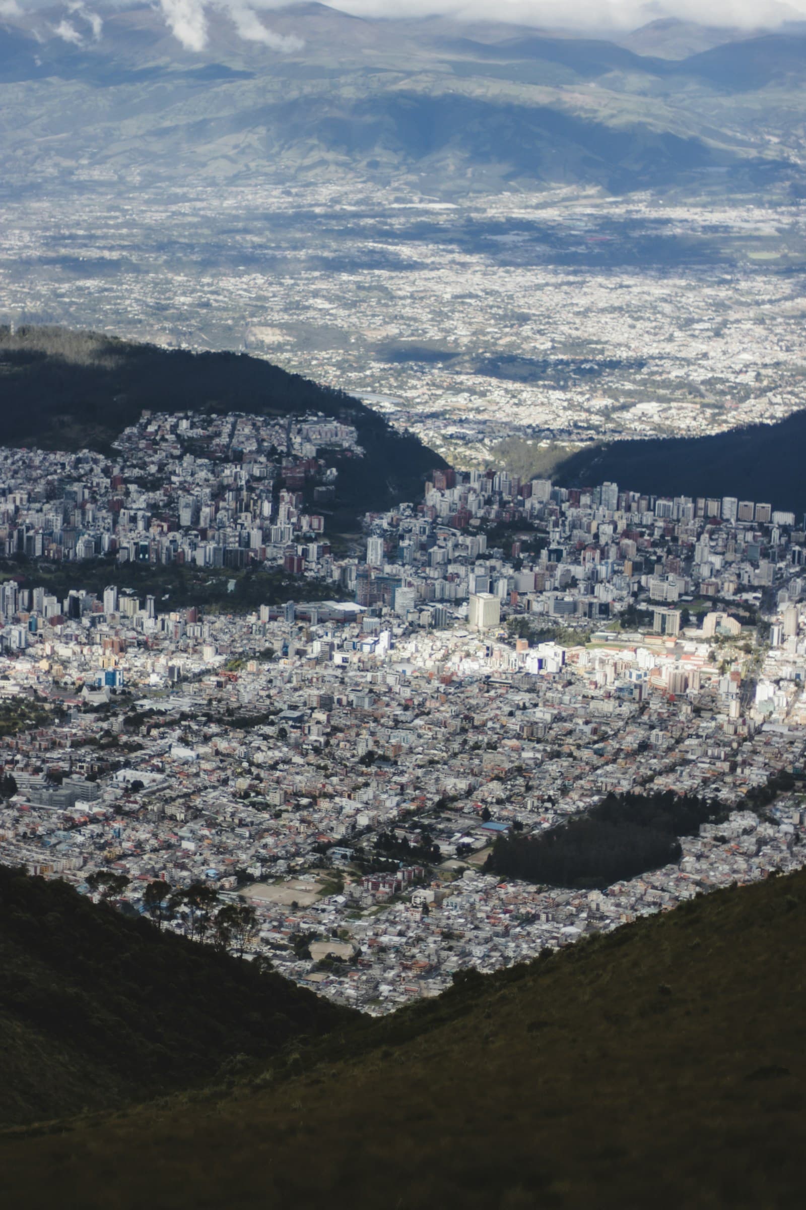 Quito, Ecuador, spread across a mountain valley